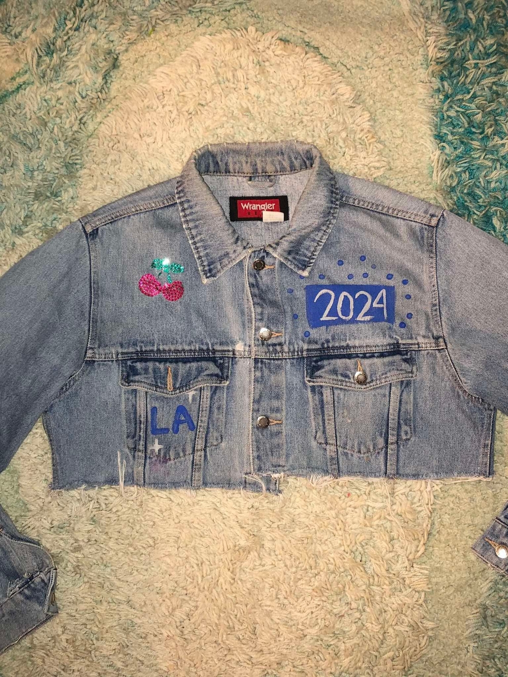 Wrangler Hero Women's Cropped Denim Jacket LA Dodgerland 2024 Medium